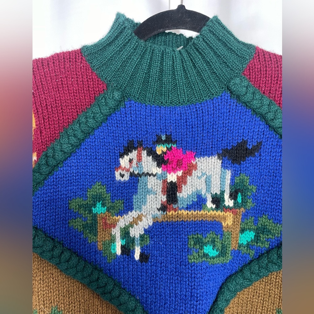 VTG Millers Sportif Equestrian Wool Sweater with Horse and Fox Motif - Picture 4 of 11